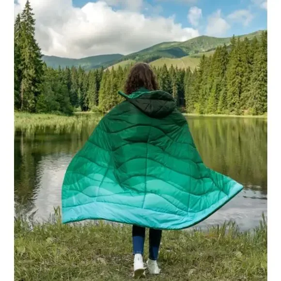 RARE FIND! Weatherproof Vintage HOODED OUTDOOR BLANKET | Green 54x72" - Picture 2 of 13